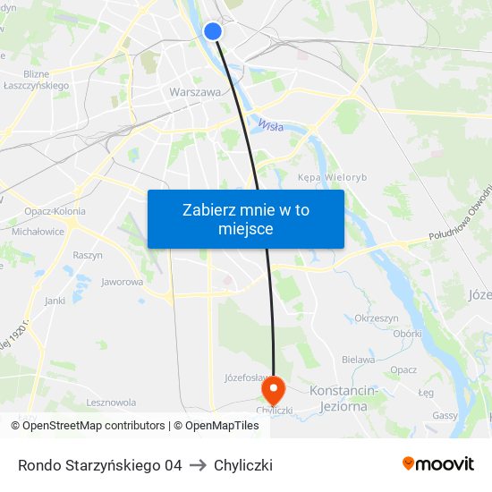 Rondo Starzyńskiego to Chyliczki map