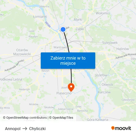 Annopol to Chyliczki map