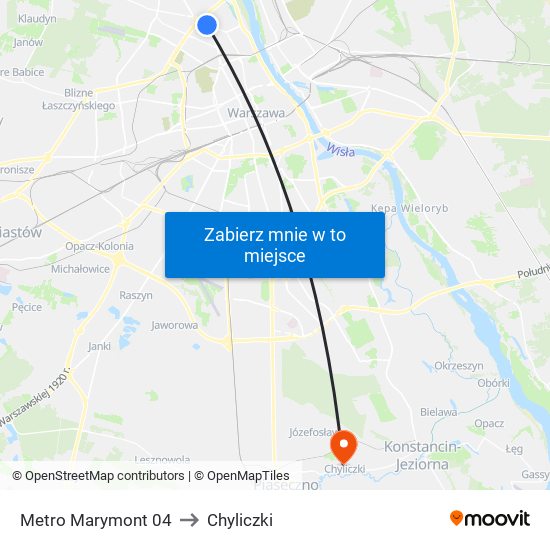 Metro Marymont to Chyliczki map