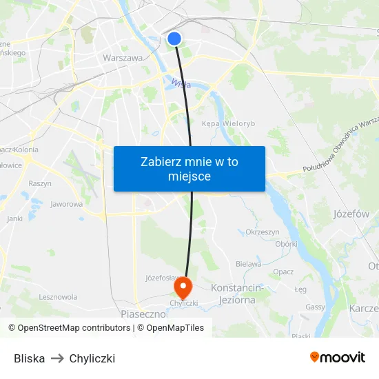 Bliska to Chyliczki map