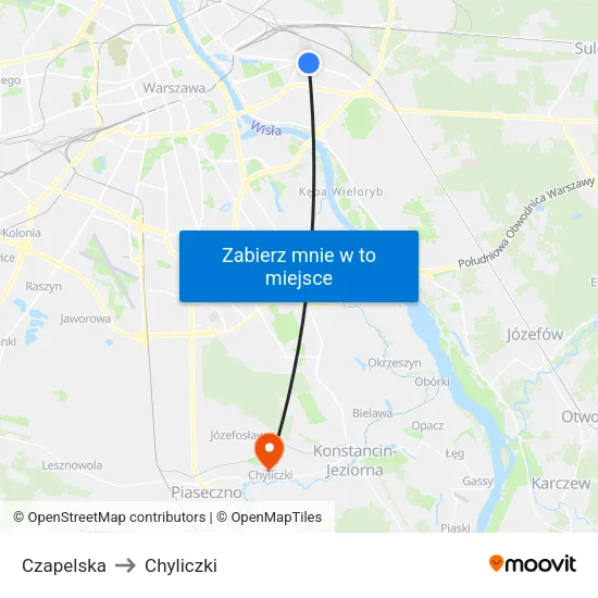 Czapelska to Chyliczki map