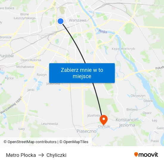 Metro Płocka to Chyliczki map
