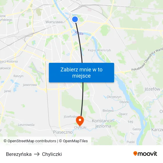Berezyńska to Chyliczki map