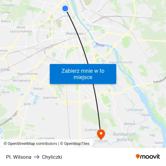 Pl. Wilsona to Chyliczki map