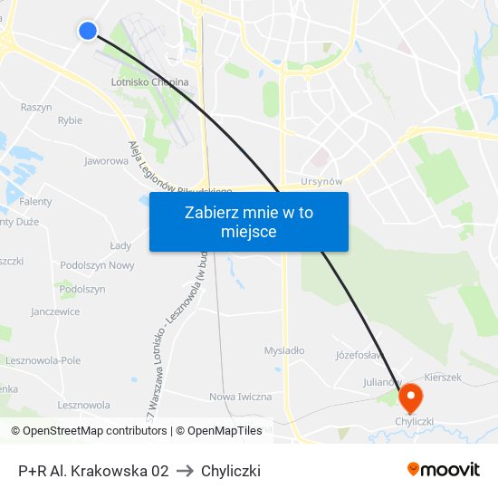 P+R Al. Krakowska 02 to Chyliczki map