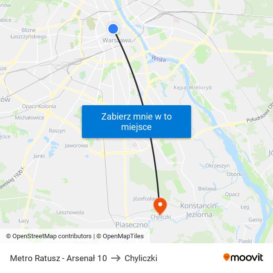 Metro Ratusz Arsenał to Chyliczki map