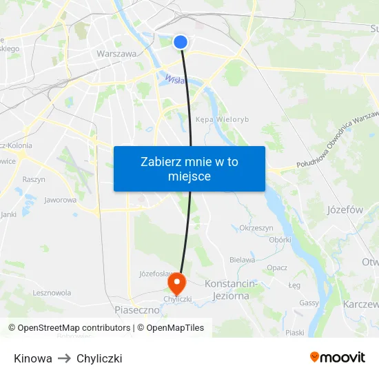 Kinowa to Chyliczki map