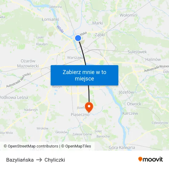 Bazyliańska to Chyliczki map