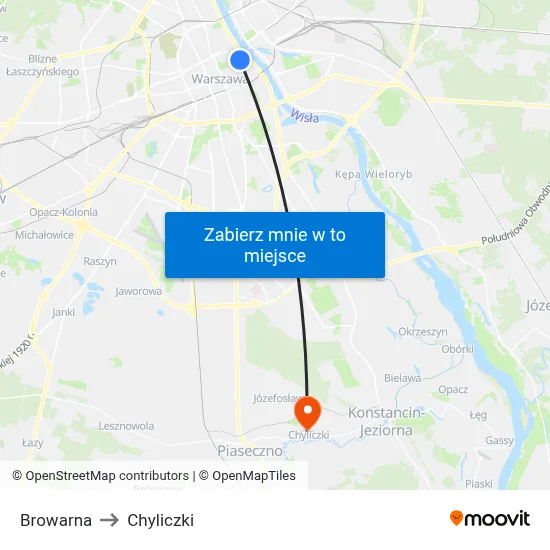 Browarna to Chyliczki map
