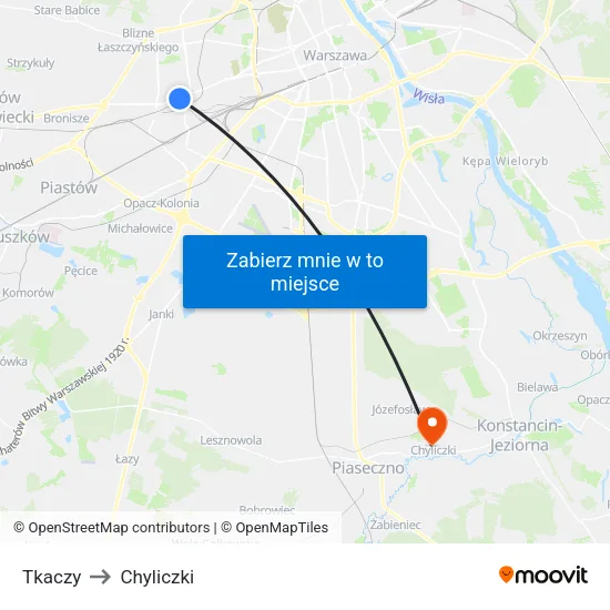 Tkaczy to Chyliczki map