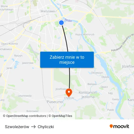 Szwoleżerów to Chyliczki map