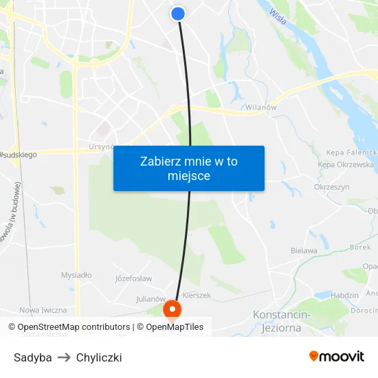 Sadyba to Chyliczki map