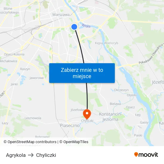 Agrykola to Chyliczki map