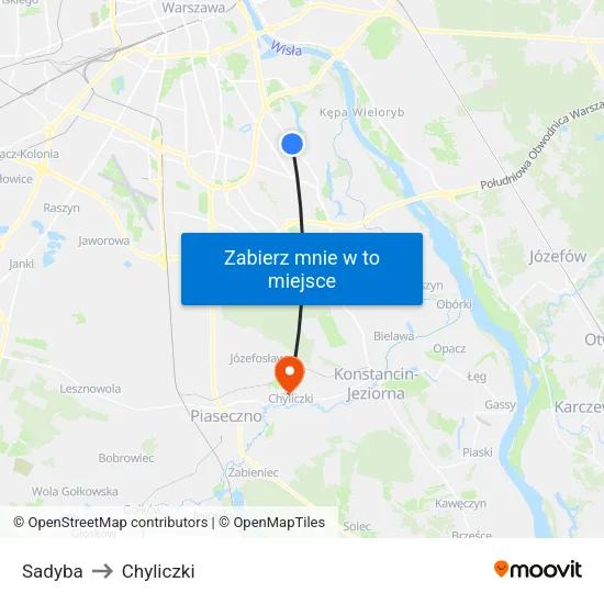 Sadyba to Chyliczki map