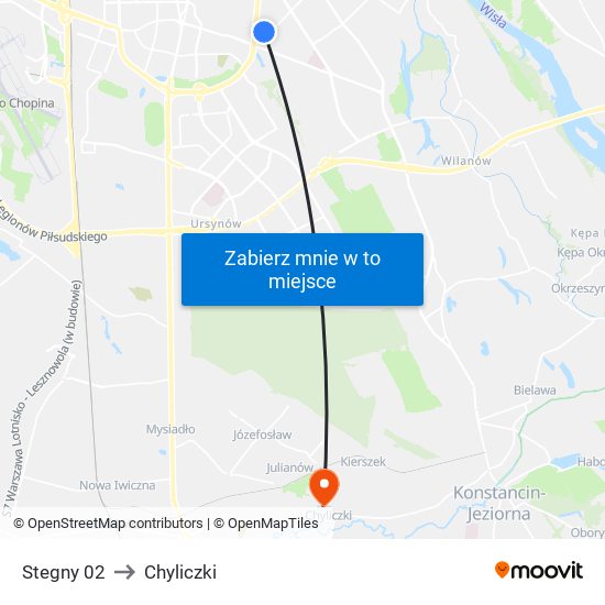 Stegny 02 to Chyliczki map