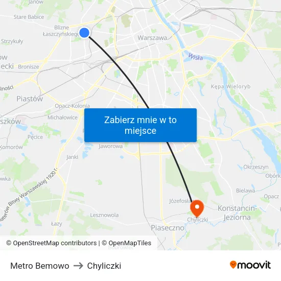 Metro Bemowo to Chyliczki map