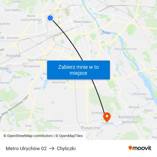 Metro Ulrychów 02 to Chyliczki map