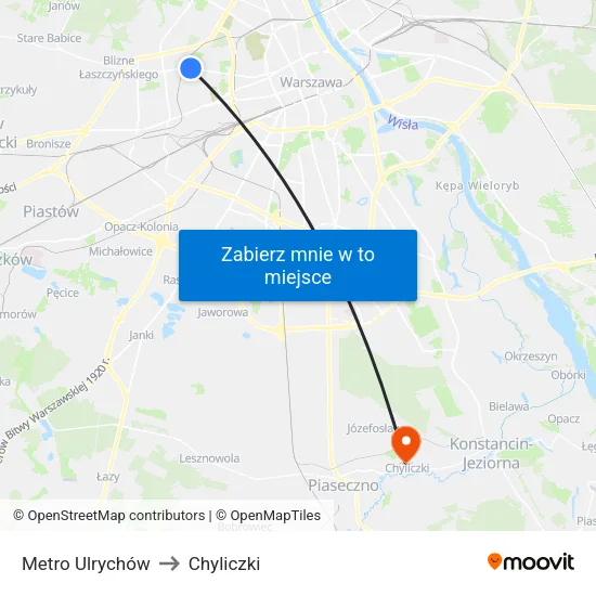 Metro Ulrychów to Chyliczki map