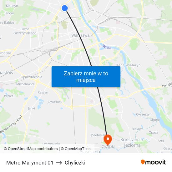 Metro Marymont to Chyliczki map