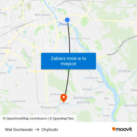 Wał Gocławski to Chyliczki map