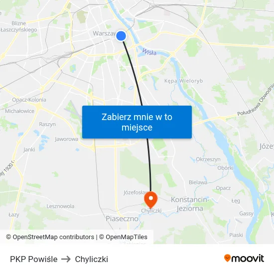 PKP Powiśle to Chyliczki map