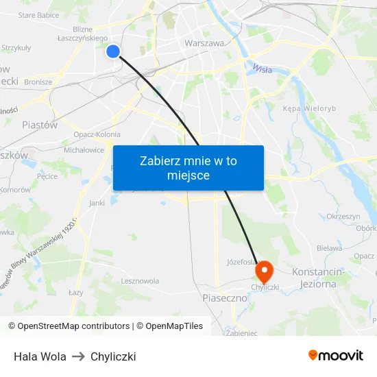 Hala Wola to Chyliczki map