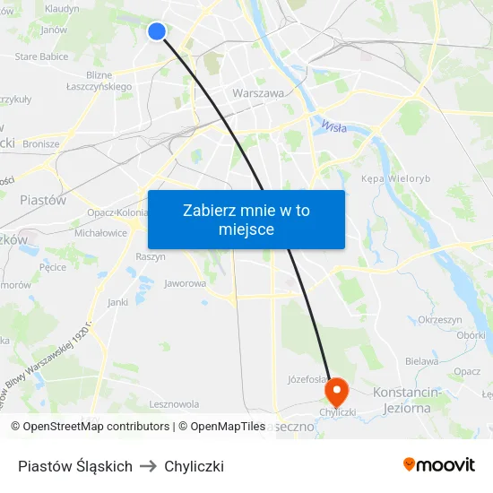 Piastów Śląskich to Chyliczki map