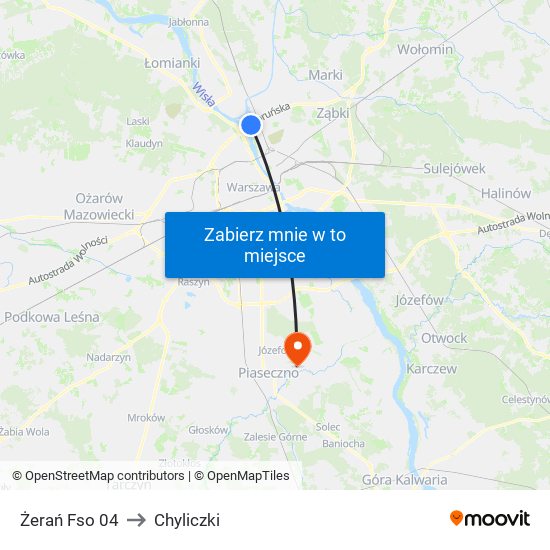 Żerań Fso to Chyliczki map