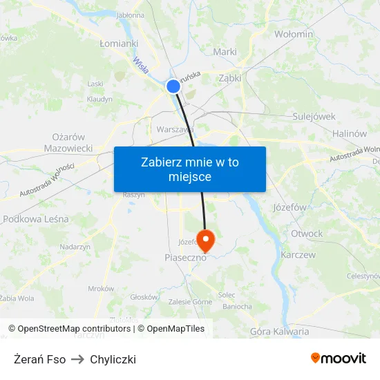 Żerań Fso to Chyliczki map