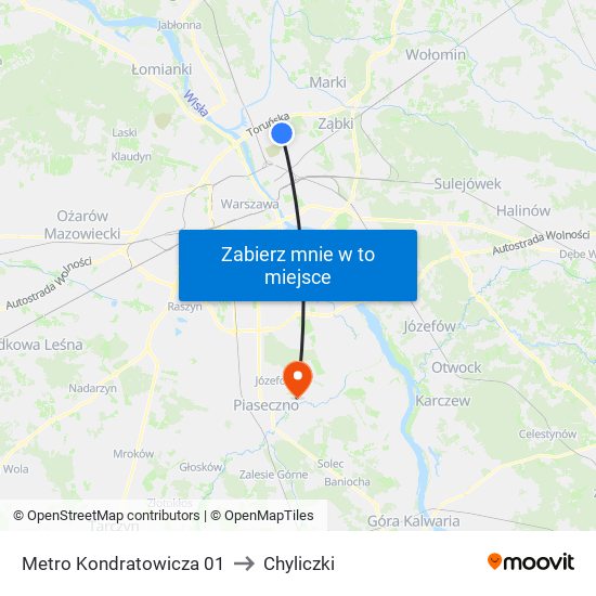 Metro Kondratowicza 01 to Chyliczki map