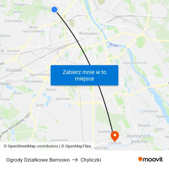 Ogrody Działkowe Bemowo to Chyliczki map