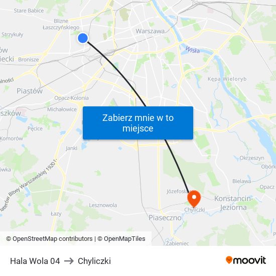 Hala Wola 04 to Chyliczki map