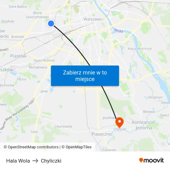 Hala Wola to Chyliczki map