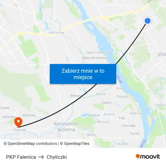 PKP Falenica to Chyliczki map