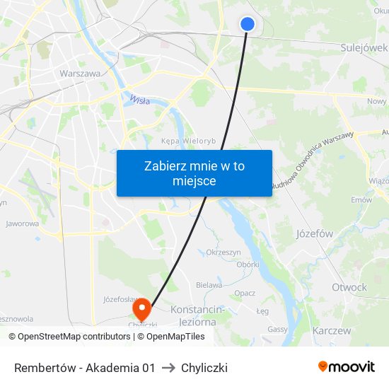 Rembertów-Akademia to Chyliczki map