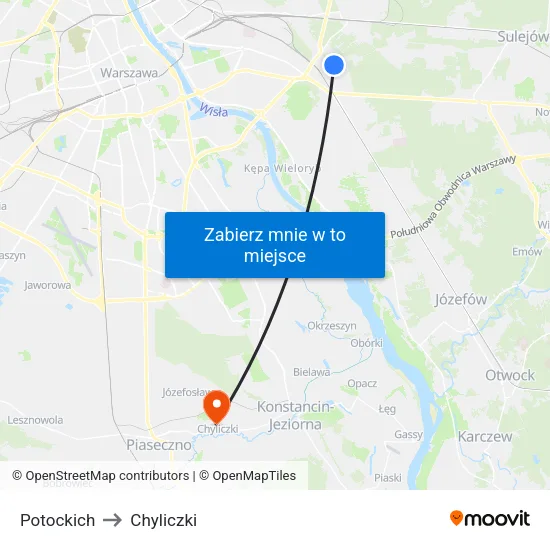 Potockich to Chyliczki map