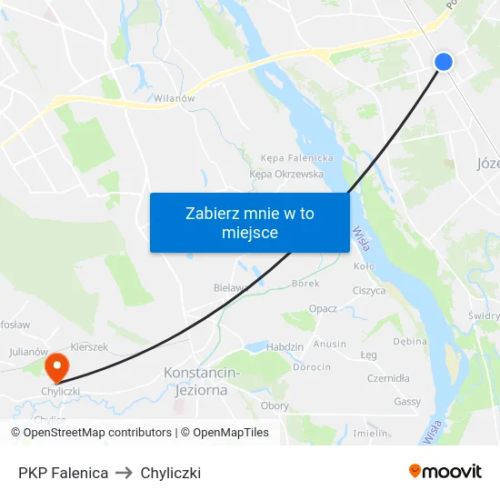 PKP Falenica to Chyliczki map