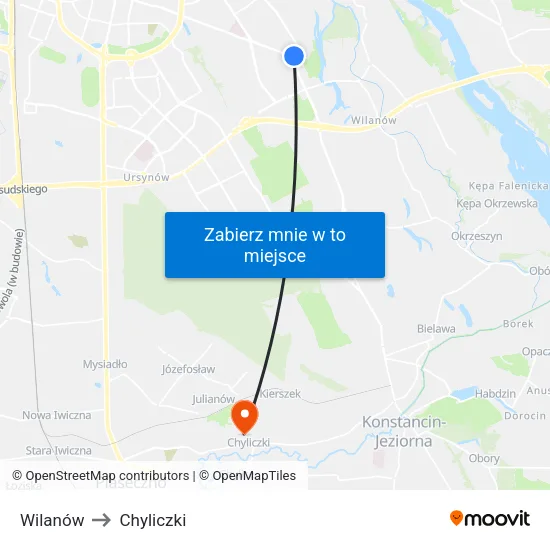 Wilanów to Chyliczki map