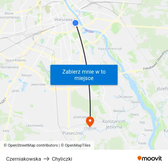 Czerniakowska to Chyliczki map