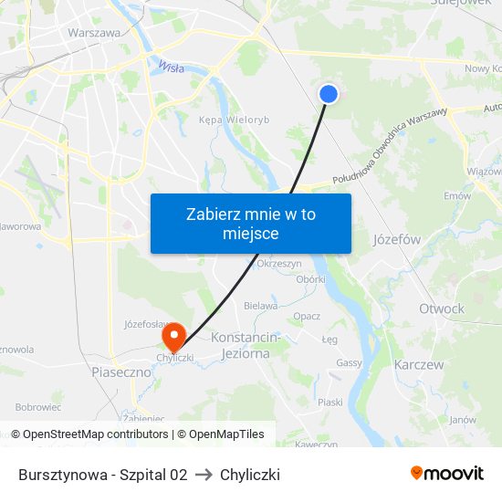 Bursztynowa - Szpital 02 to Chyliczki map