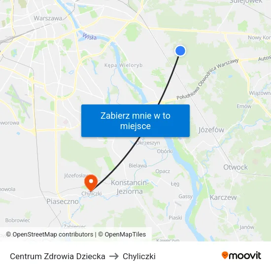 Centrum Zdrowia Dziecka to Chyliczki map
