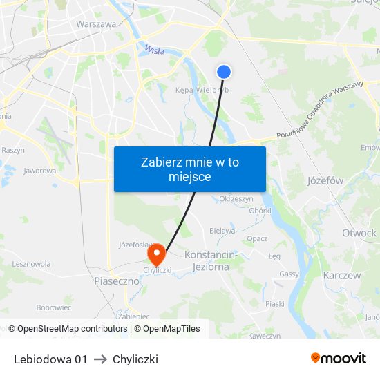 Lebiodowa to Chyliczki map