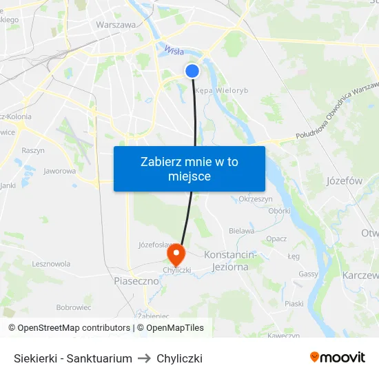 Siekierki - Sanktuarium to Chyliczki map