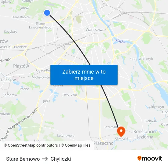Stare Bemowo to Chyliczki map