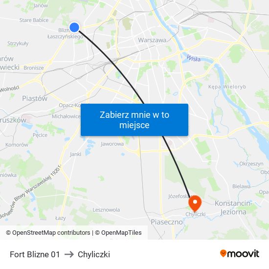 Fort Blizne 01 to Chyliczki map