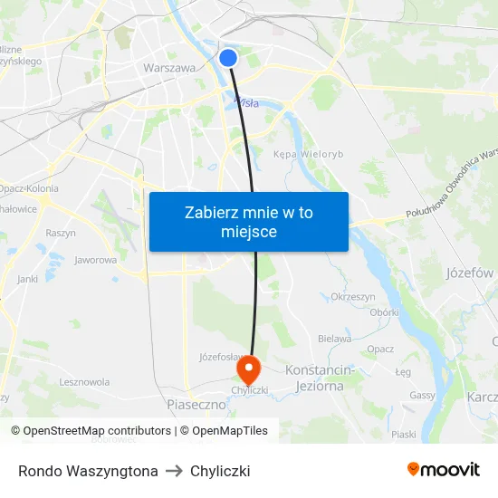 Rondo Waszyngtona to Chyliczki map