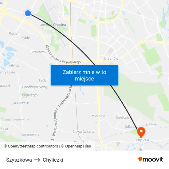 Szyszkowa to Chyliczki map