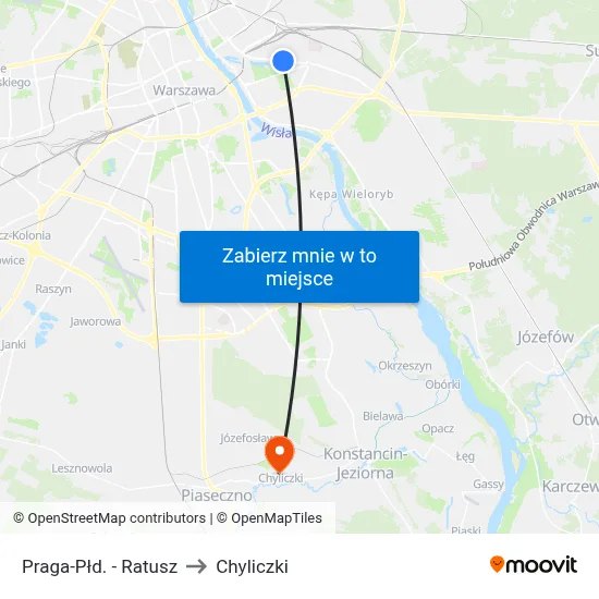 Praga-Płd. - Ratusz to Chyliczki map
