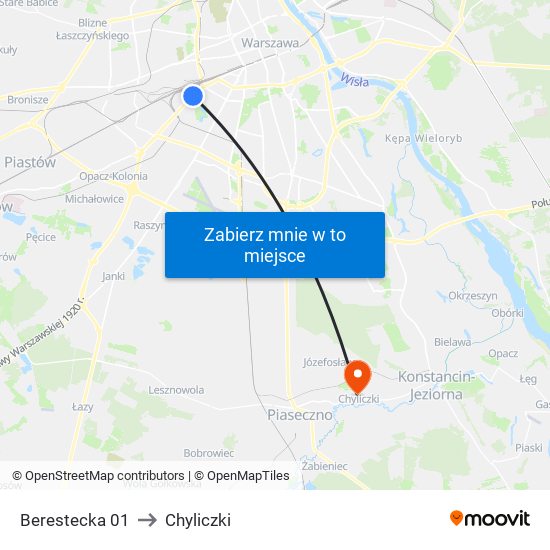Berestecka 01 to Chyliczki map