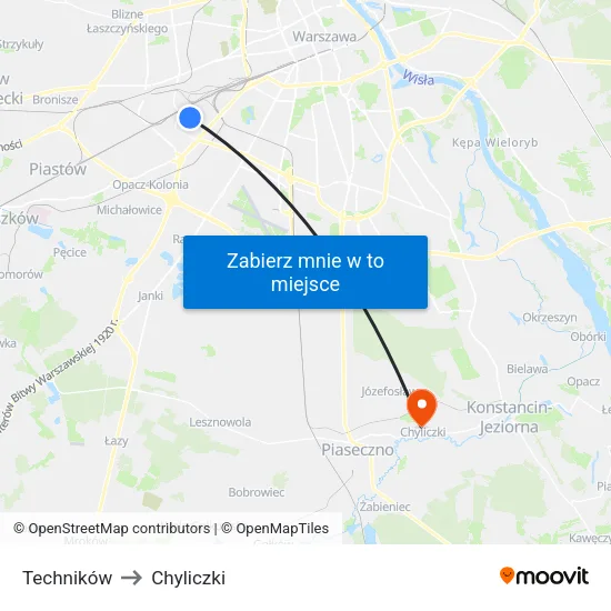 Techników to Chyliczki map